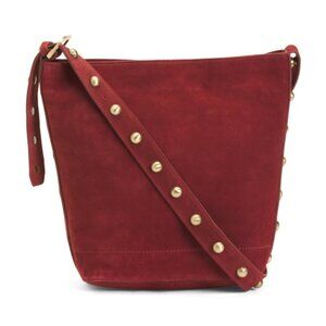 RACHEL ZOE Suede Big Studded Strap Bucket Bag